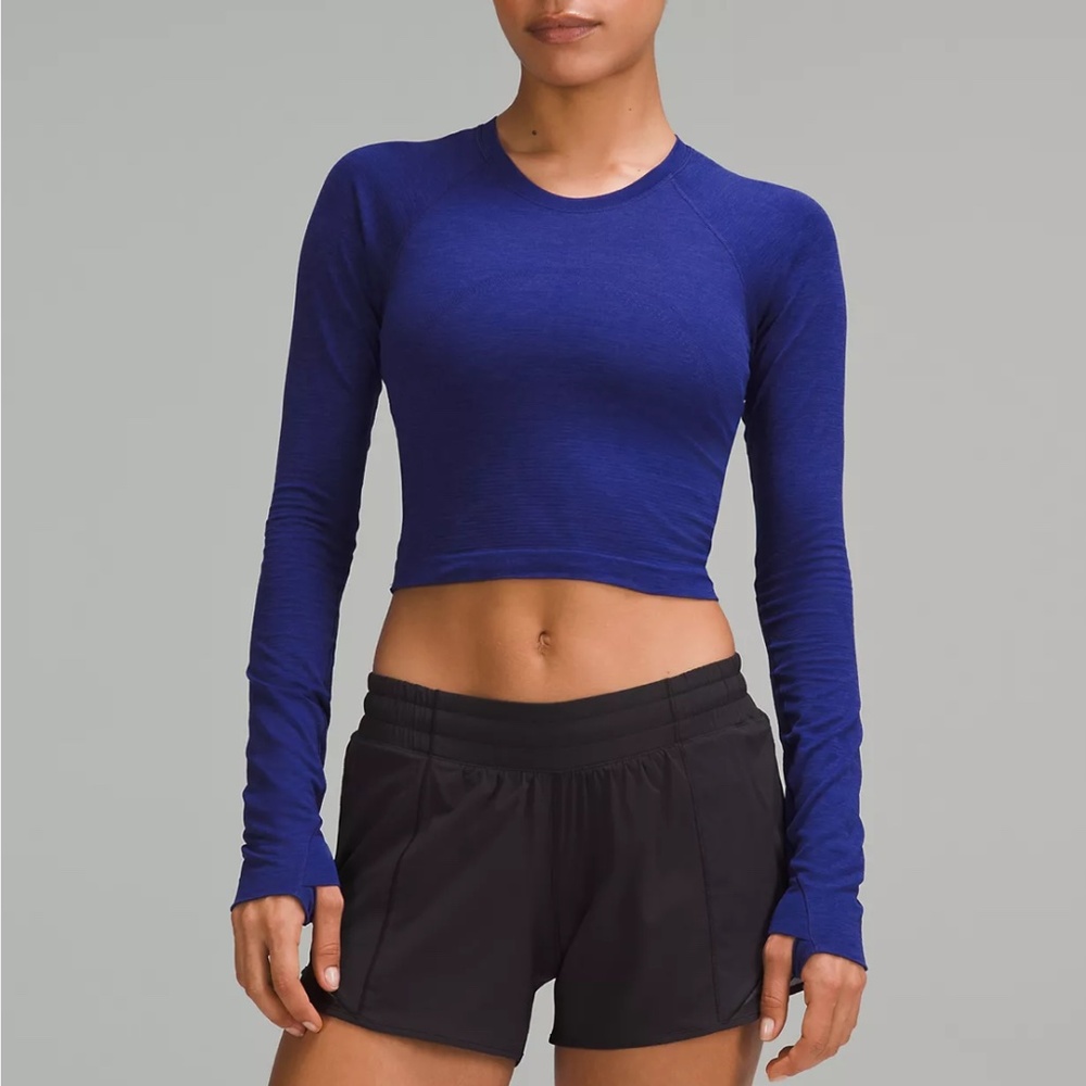 NEW Swiftly Tech Cropped Long-Sleeve Shirt Larkspur Size 4